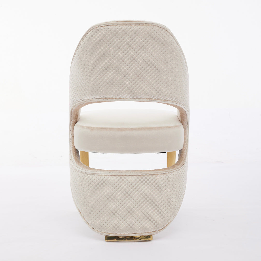 Santos Cream Plush Velvet Dining Chair Gold Legs
