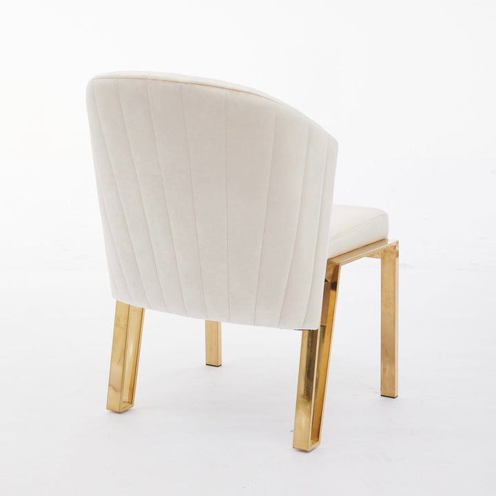 Favian Cream Plush Velvet Dining Chair Gold Legs
