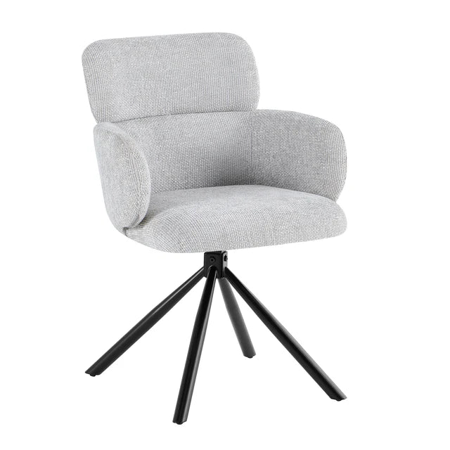 Sydney 160cm Grey Ceramic Marble Dining Table With Tuscan Grey Velvet 360 Swivel Dining Chairs