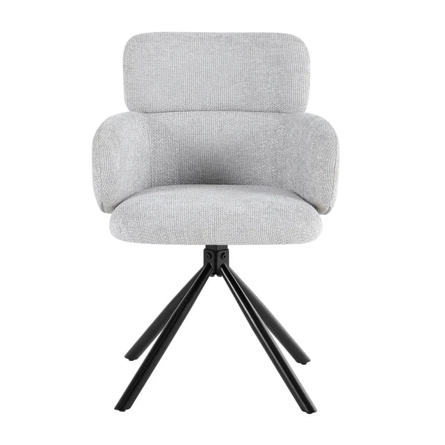 Sydney 160cm Grey Ceramic Marble Dining Table With Tuscan Grey Velvet 360 Swivel Dining Chairs