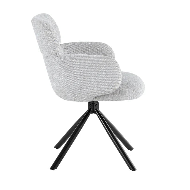 Sydney 160cm Grey Ceramic Marble Dining Table With Tuscan Grey Velvet 360 Swivel Dining Chairs