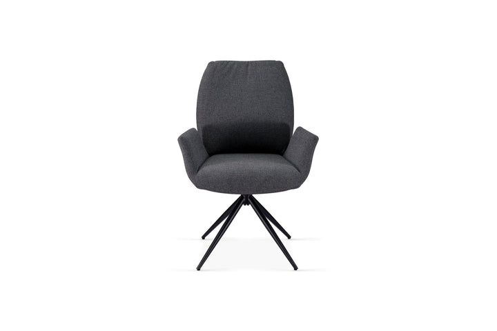 Davos 180cm Grey Ceramic Marble Dining Table With Grey 360 Swivel Velvet Dining Chairs