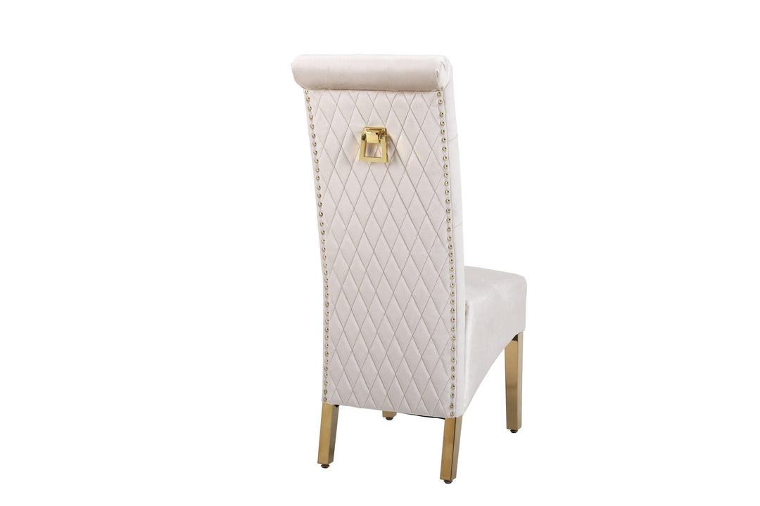 Arial Marble & Gold Dining Table With Lucy Ring Knocker Dining Chairs Gold Legs