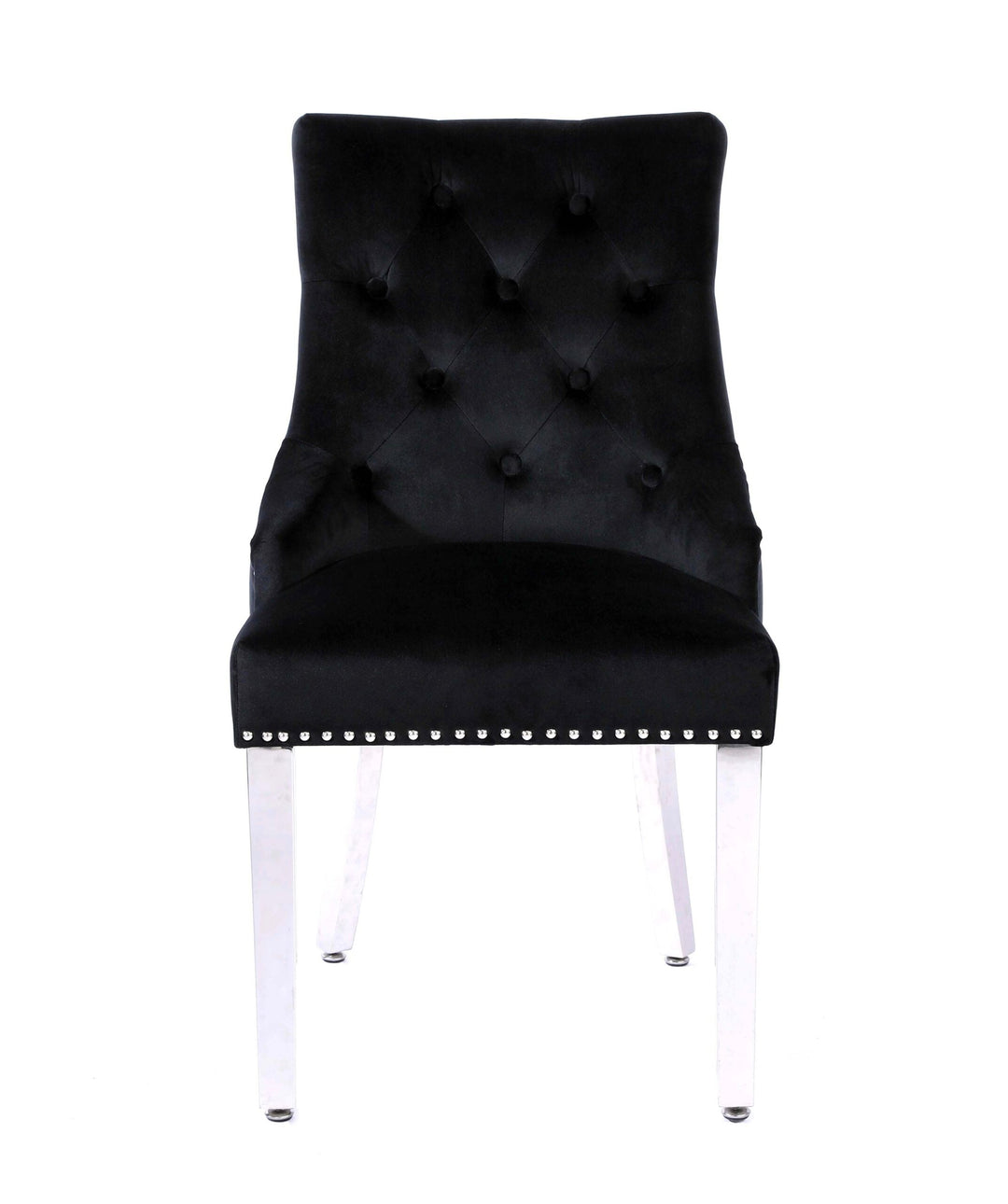 Plush Velvet Chrome Ring Knocker Velvet Dining Chair 3 Colour