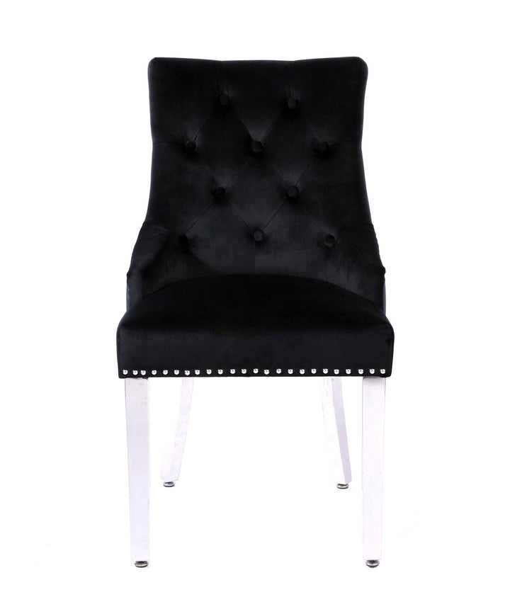 Plush Velvet Chrome Ring Knocker Velvet Dining Chair 3 Colour