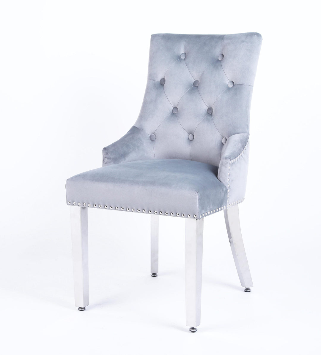 Plush Velvet Chrome Ring Knocker Velvet Dining Chair 3 Colour