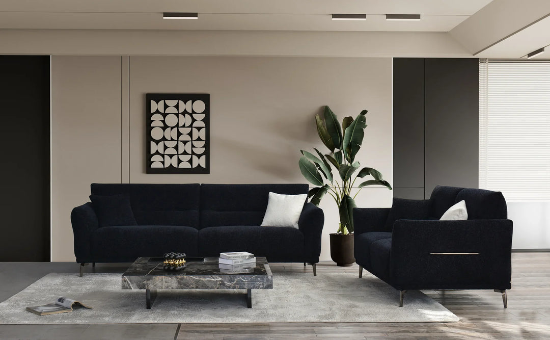 The Albany Luxury Black Boucle Fabric 3 Seater Sofa
