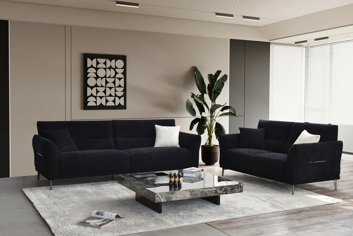 The Albany Luxury Black Boucle Fabric 2 Seater Sofa