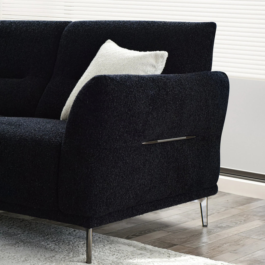 The Albany Luxury Black Boucle Fabric 3 Seater Sofa