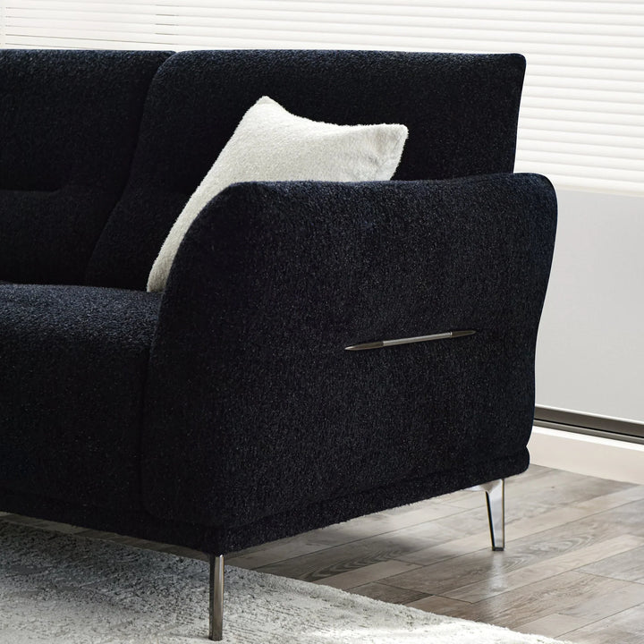 The Albany Luxury Black Boucle Fabric 3 Seater Sofa