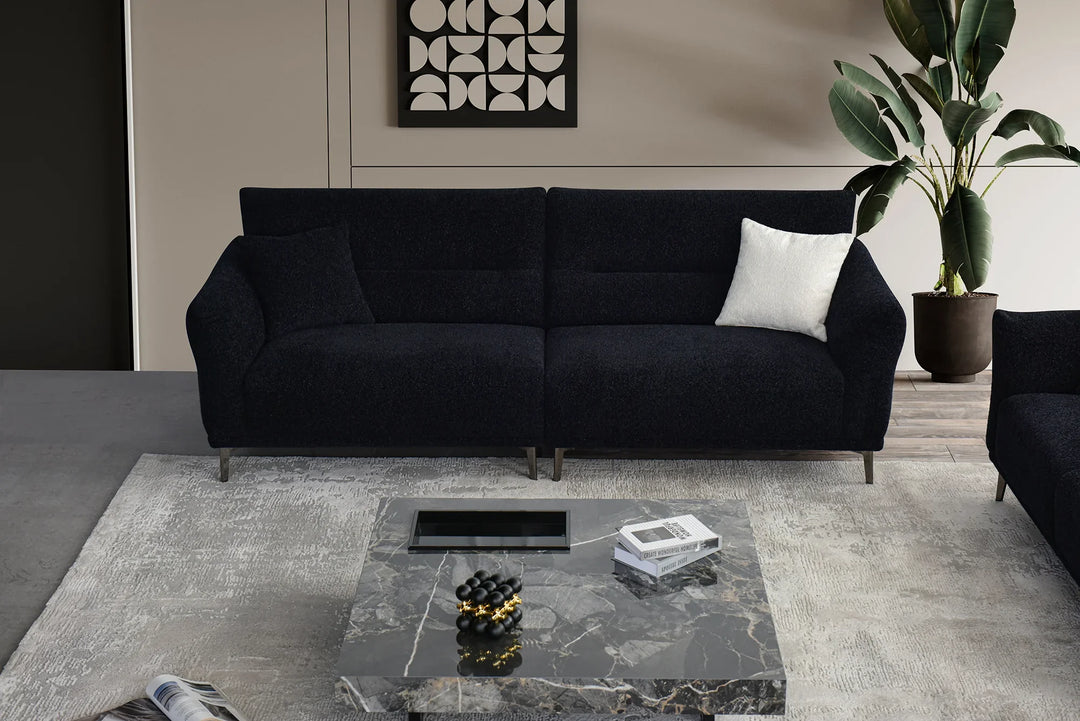 The Albany Luxury Black Boucle Fabric 3 Seater Sofa