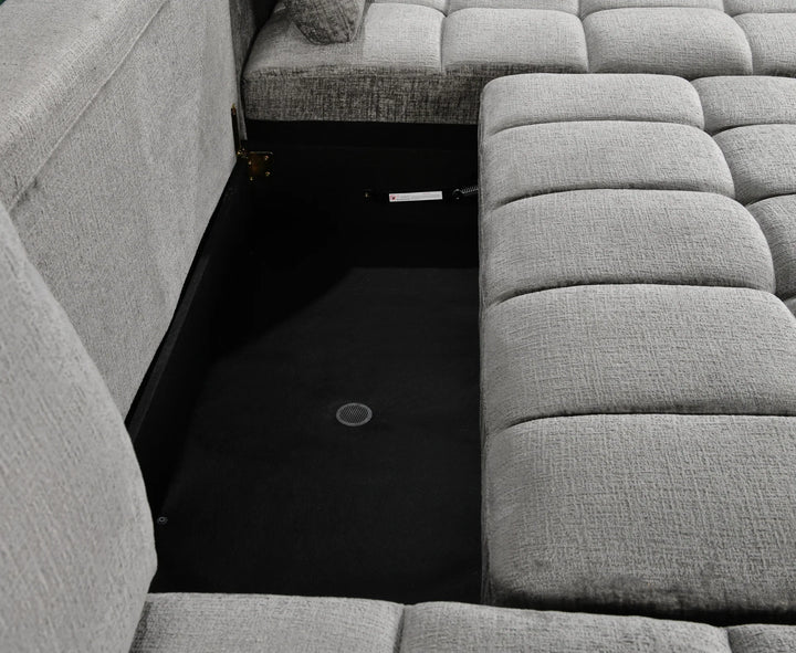 Sena Large Grey Plush Velvet Luxury U Shape Sofabed Sofa