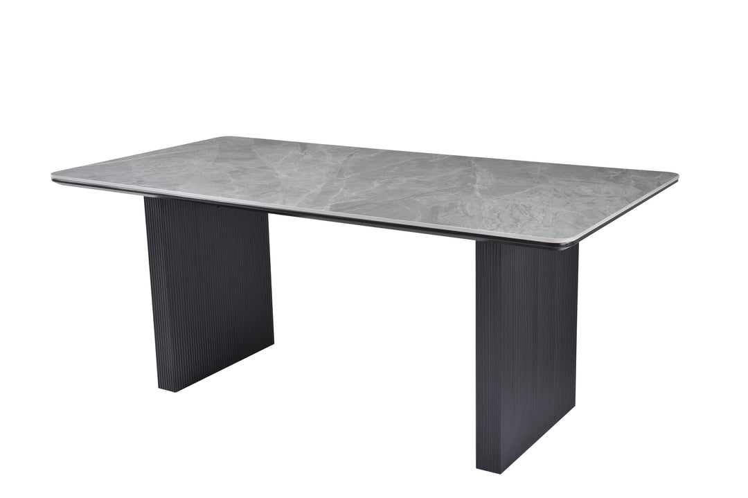 Melbourne 180cm Grey Ribbed Ceramic Marble Dining Table