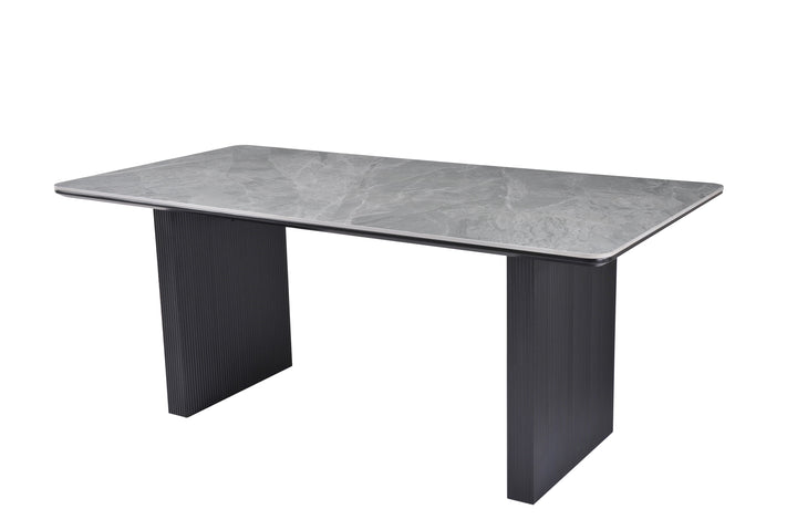 Melbourne 180cm Grey Ribbed Ceramic Marble Dining Table
