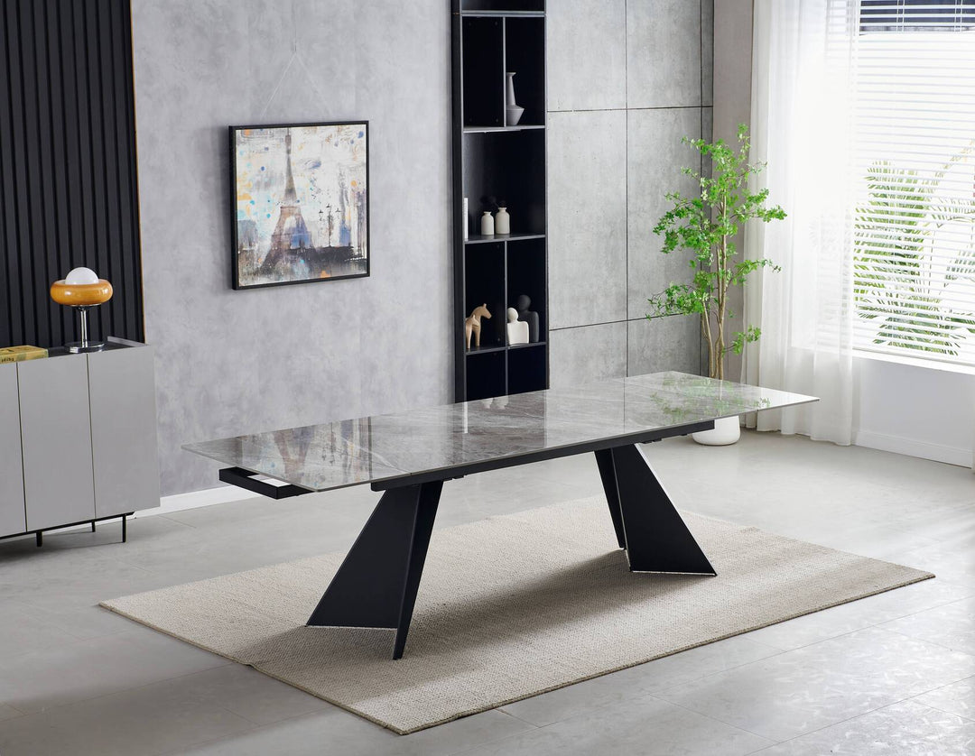 Chicago 160-200CM Ceramic Marble Grey Extending Dining Table