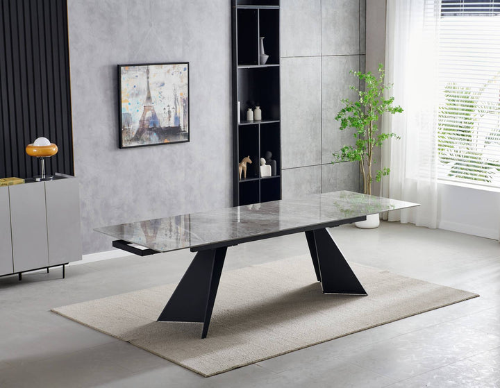Chicago 160-200CM Ceramic Marble Grey Extending Dining Table