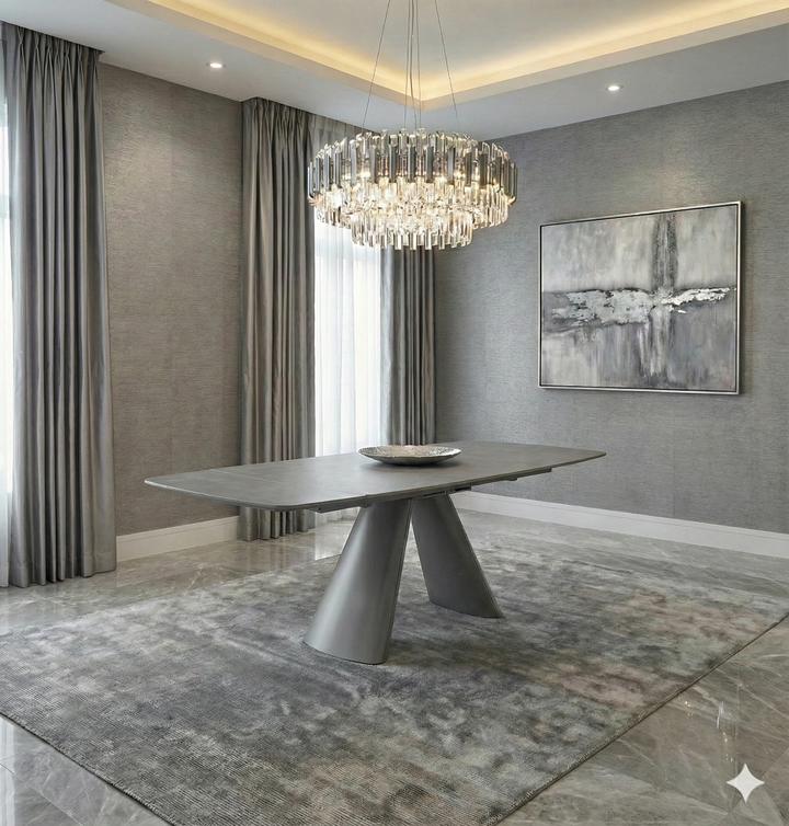 Manhattan 160-240cm Grey Ceramic Stone Extending Marble Dining Table