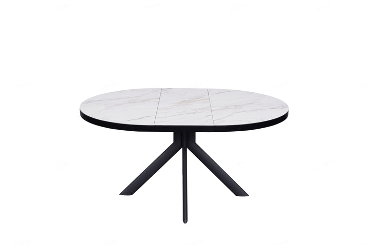 Danello 120-160cm Oval Round White Ceramic Marble Dining Table