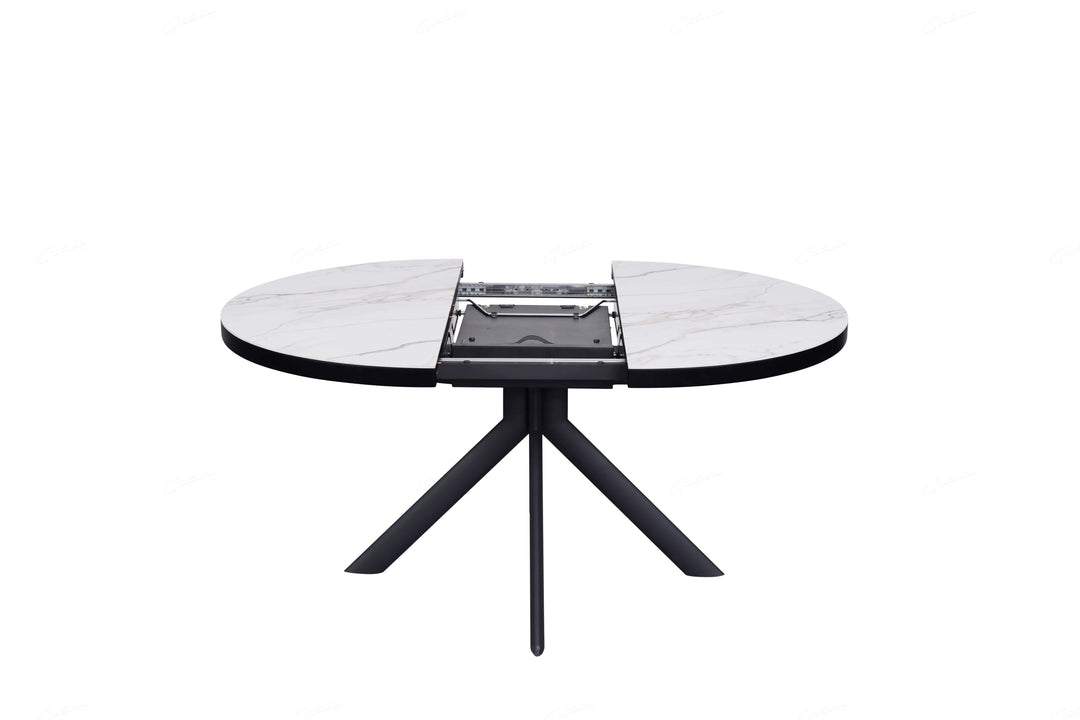 Danello 120-160cm Oval Round White Ceramic Marble Dining Table