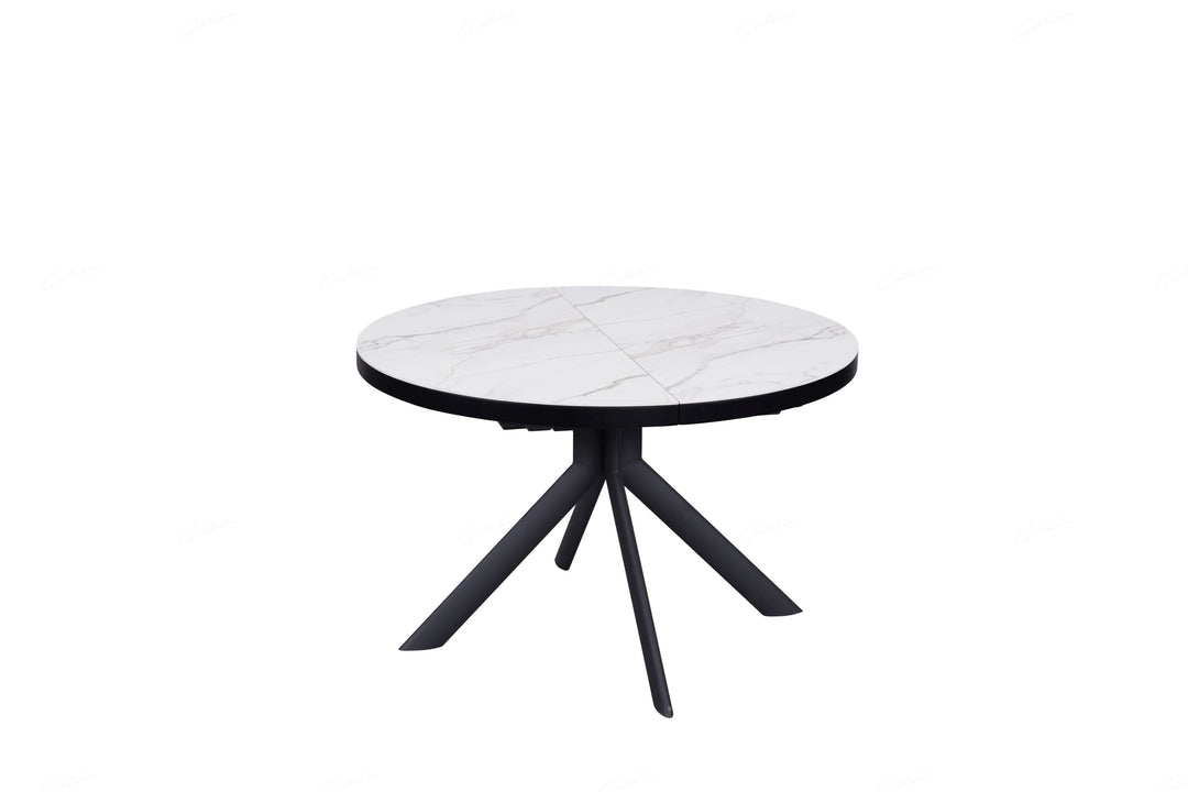 Danello 120-160cm Oval Round White Ceramic Marble Dining Table
