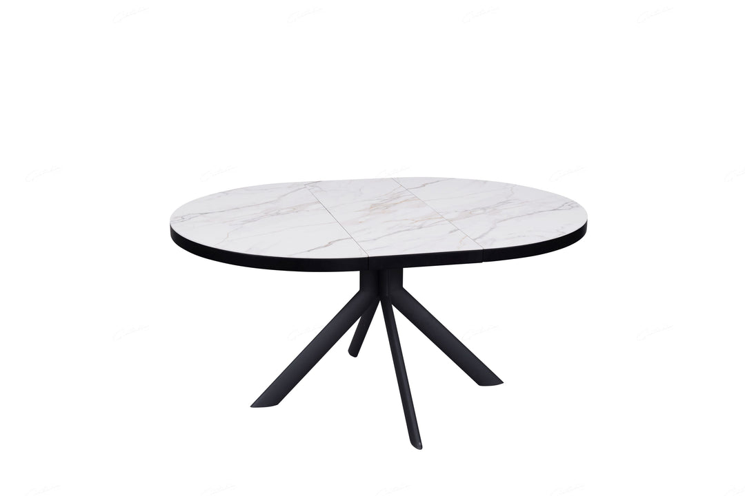Danello 120-160cm Oval Round White Ceramic Marble Dining Table
