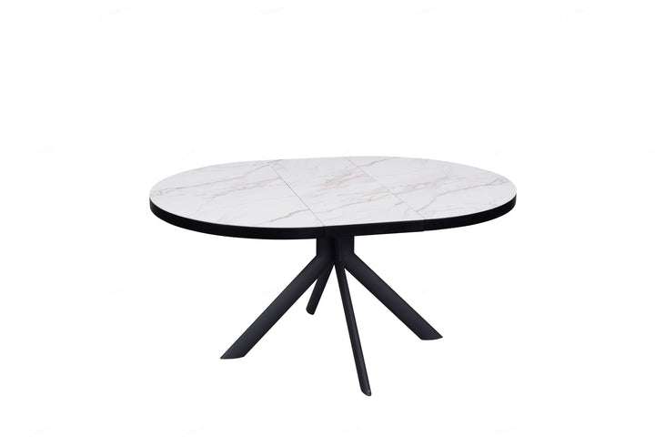 Danello 120-160cm Oval Round White Ceramic Marble Dining Table