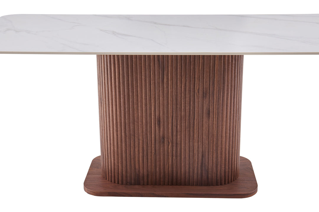 Ellie 180cm Walnut & White Ceramic Sintered Marble Dining Table