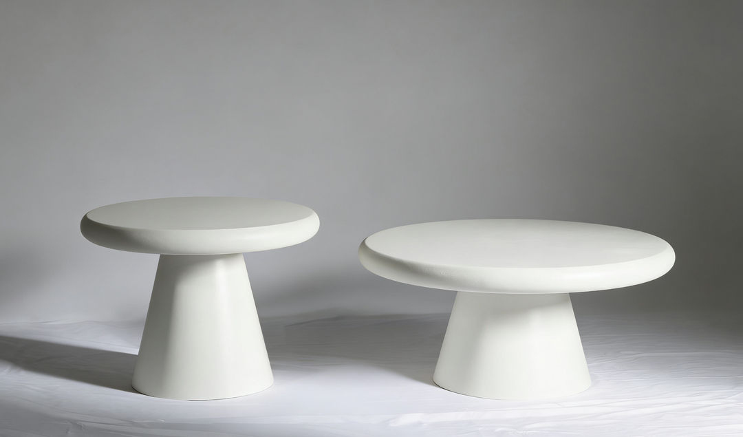 Emilia White Micro Cement Set of 2 Round Tables