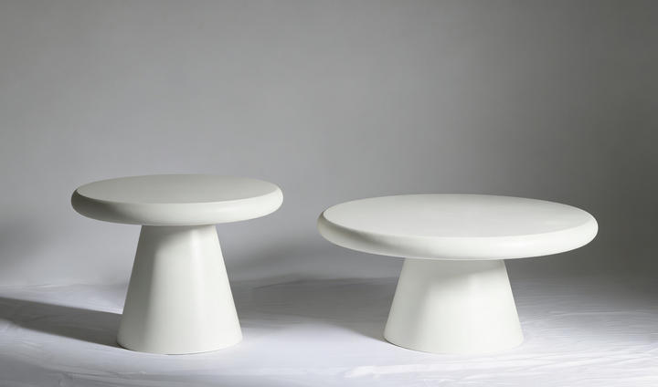Emilia White Micro Cement Set of 2 Round Tables
