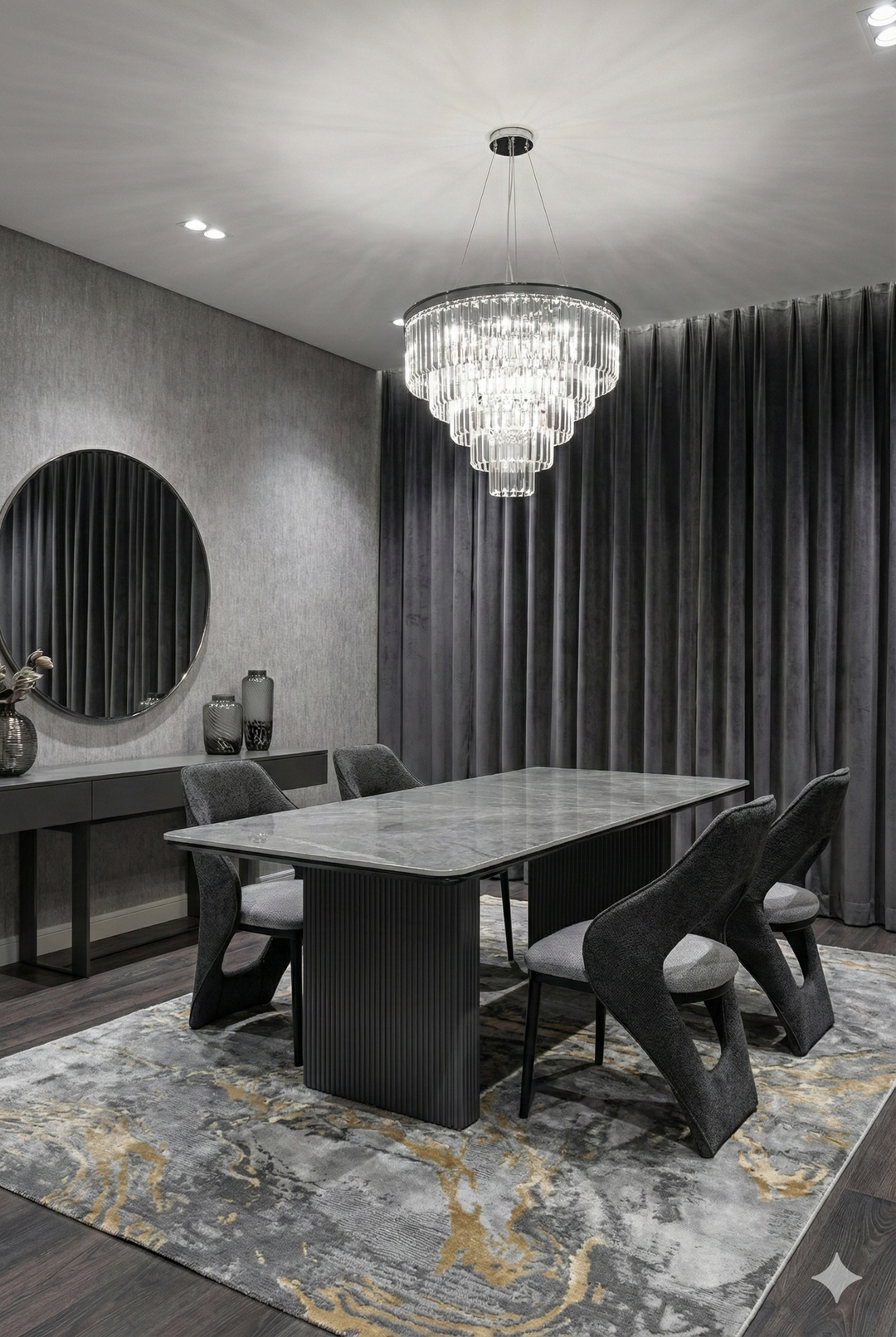 Melbourne 180cm Grey Ribbed Ceramic Marble Dining Table
