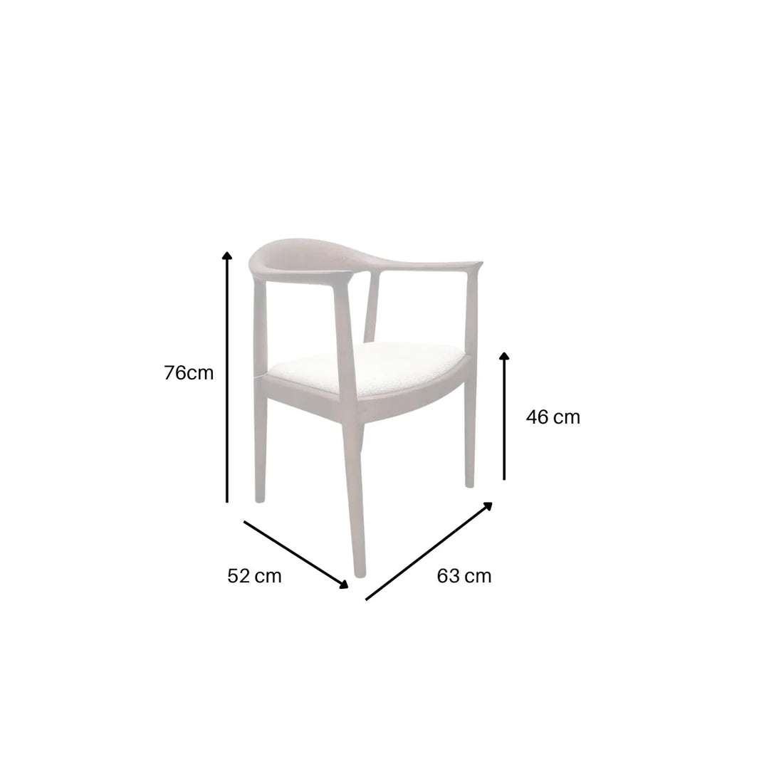 Fern Walnut Dark Wooden Ivory Boucle Fabric Dining Chairs - Pairs