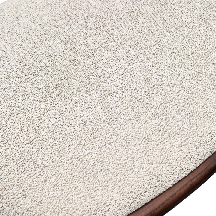 Fern Walnut Dark Wooden Ivory Boucle Fabric Dining Chairs - Pairs