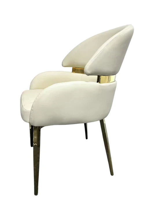 Madrid 180cm Gold Dining Table With Monarch Leather Gold Chairs