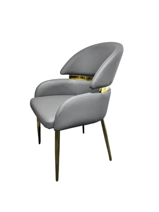 Madrid 200cm Gold Dining Table With Monarch Leather Gold Chairs