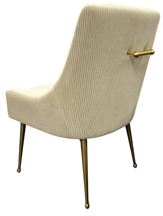 Milan Gold Handle Knocker Plush Velvet Dining Chair Gold Legs In 2 Colours