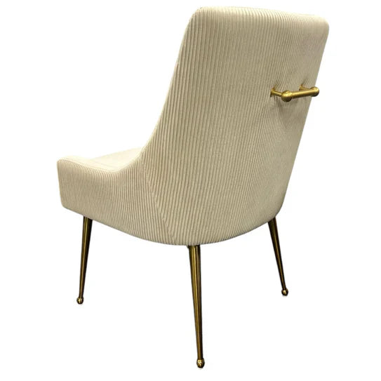 Milan Gold Handle Knocker Plush Velvet Dining Chair Gold Legs In 2 Colours