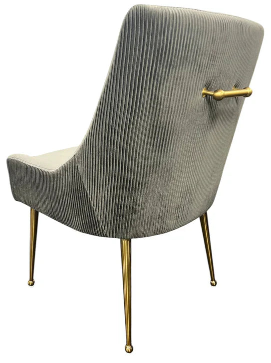 Milan Gold Handle Knocker Plush Velvet Dining Chair Gold Legs In 2 Colours