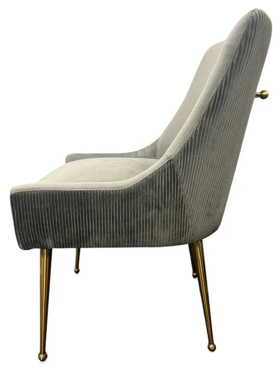 Milan Gold Handle Knocker Plush Velvet Dining Chair Gold Legs In 2 Colours
