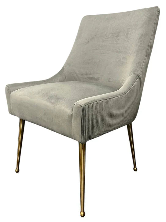 Milan Gold Handle Knocker Plush Velvet Dining Chair Gold Legs In 2 Colours