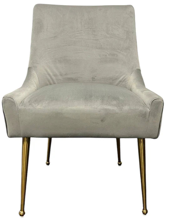 Milan Gold Handle Knocker Plush Velvet Dining Chair Gold Legs In 2 Colours