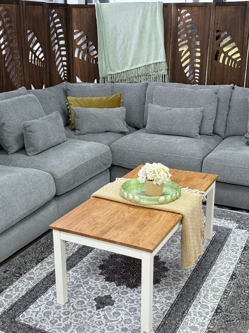 Berlin Sofa Grey Velvet Gold Trim Corner Sofa