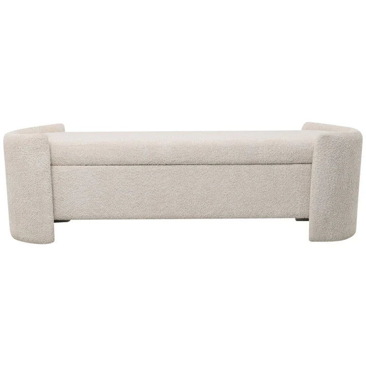 Libra Interiors Waverly Bench in White-Taupe Boucle
