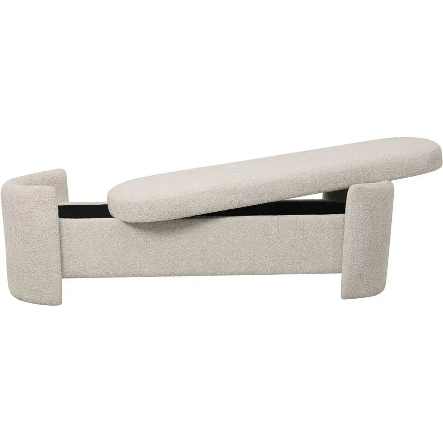 Libra Interiors Waverly Bench in White-Taupe Boucle