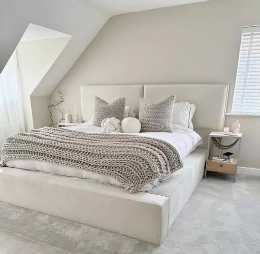 The Milo Chunky Upholstered Plush Velvet Piped Bed Frame