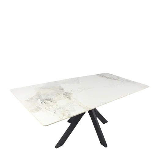 Phoenix 180cm White Ceramic Marble Fixed Dining Table