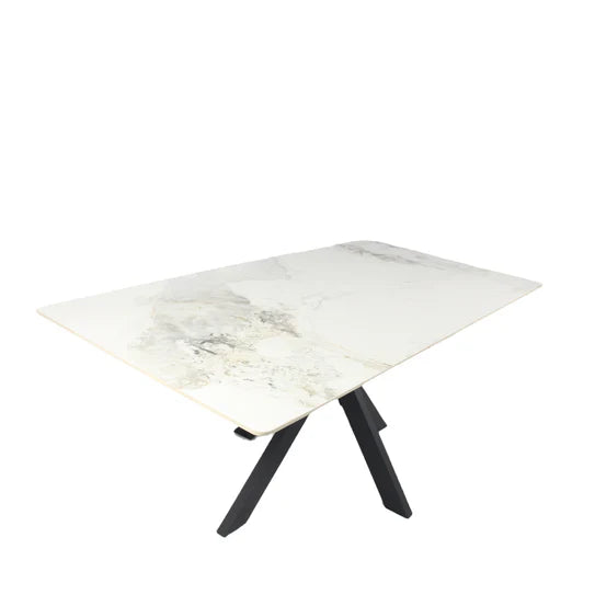 Phoenix 180cm White Ceramic Marble Fixed Dining Table