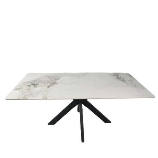 Phoenix 150cm White Ceramic Marble Fixed Dining Table