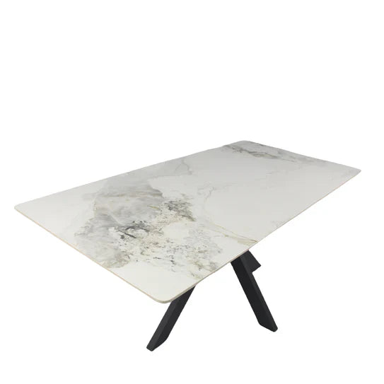 Phoenix 180cm White Ceramic Marble Fixed Dining Table
