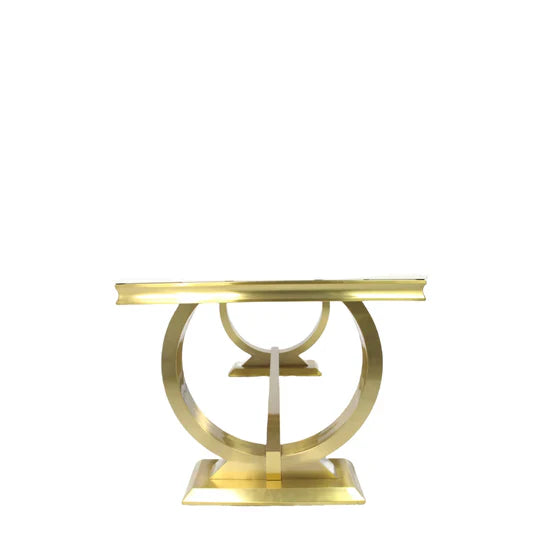 Arianna Marble & Gold Dining Table With Victoria Quilted Gold Lion Knocker Velvet Chairs