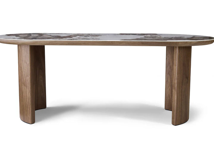 Isabella Oval 200cm Walnut & Pandora Ceramic Marble Dining Table